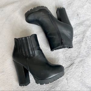Black Leather High Heel Boots